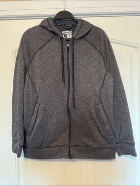 Adidas Men’s Dark Gray Full-Zip Climawarm Ultimate Hoodie Size L